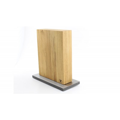 Magnet Messerblock Blockwerk 8er Wild-Eiche Stahlsockel blank gebürstet