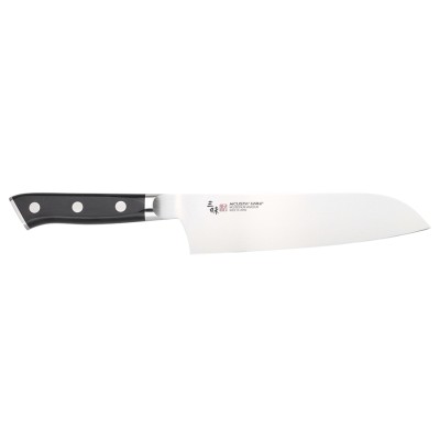 Zanmai Classic Molybdän Santoku 180mm AUS-8A Monostahl, Pakkaholz (Kochmesser) Vorderseite