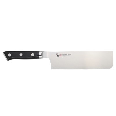 Zanmai Classic Molybdän Nakiri 165mm AUS-8A-Stahl, schwarzes Pakkaholz Vorderseite