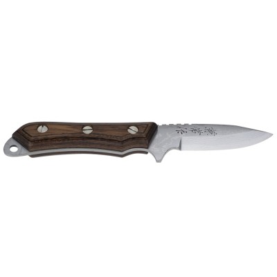Kanetsune Outdoor "Seseragi-Drop" 70mm, 15 Lagen Damast Aogami2 (Jagdmesser) Vorderseite