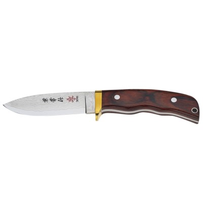 Kanetsune Outdoor Subaru-Drop Point, 100mm 31 Lagen Damast (Jagdmesser) Rückseite