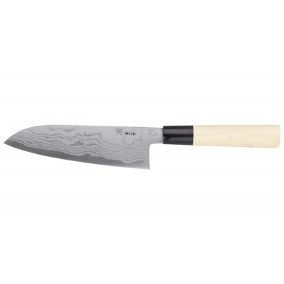 Shigeki Tanaka Aogami 2 Damascus Santoku 165mm Rückseite