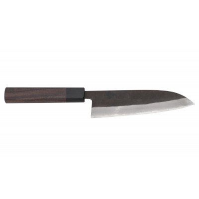 Shiro Kamo Super Aogami Santoku Oktagongriff 165mm Rückseite