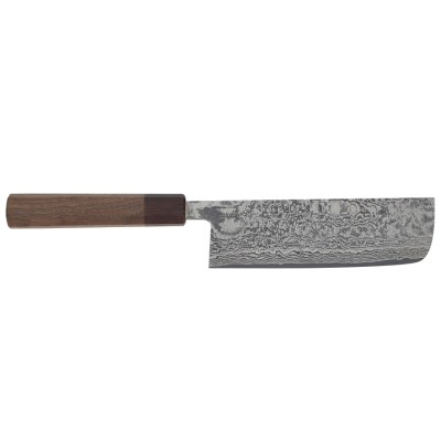 Shiro Kamo Powder Steel Damast Nakiri 165mm Oktagongriff Wenge Vorderseite