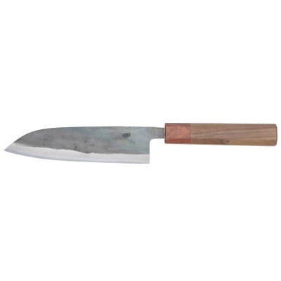 Echizen Ittetsu Shirogami Oktagongriff Walnussholzgriff Ebenholzzwinge Santoku 165mm Rückseite