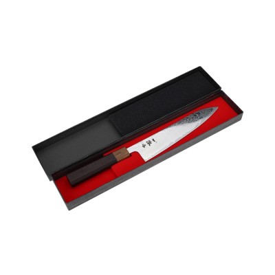 Hokiyama Damast- AUS-10 Kochmesser 210mm Bocote Verpackung