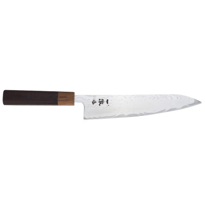 Hokiyama Damast- AUS-10 Kochmesser 210mm Bocote Vorderseite
