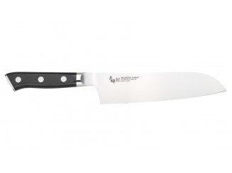 Zanmai Classic Molybdän Santoku 180mm AUS-8A Monostahl, Pakkaholz (Kochmesser) Vorderseite