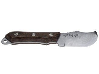 Kanetsune Outdoor "Seseragi-Skinner" 65mm, 15 Lagen Damast Aogami2 (Jagdmesser) Vorderseite