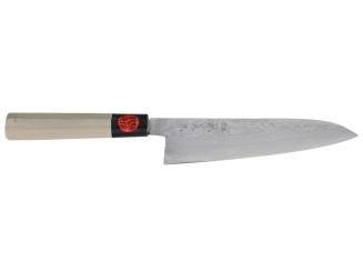 Shigeki Tanaka Aogami 2 Damascus Kochmesser 180mm Vorderseite