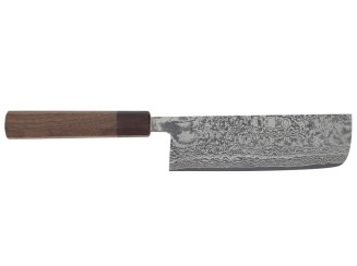 Shiro Kamo Powder Steel Damast Nakiri 165mm Oktagongriff Wenge Vorderseite