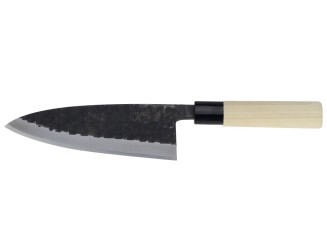 Echizen Ittetsu Deba Uraoshi, Linkshänder, 165mm, Shirogami#2, Schmiedehaut,Magnolie Vorderseite